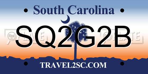 SQ2G2B South Carolina License Plate