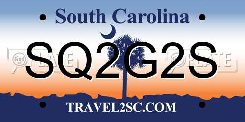 SQ2G2S South Carolina License Plate