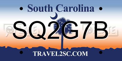 SQ2G7B South Carolina License Plate