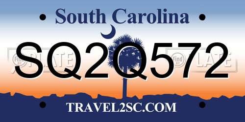 SQ2Q572 South Carolina License Plate