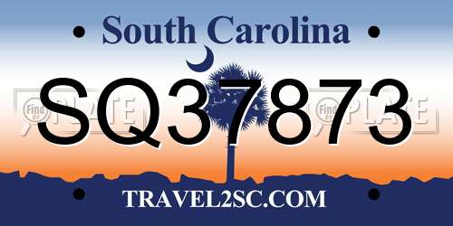 SQ37873 South Carolina License Plate