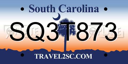 SQ3T873 South Carolina License Plate