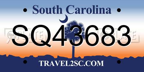 SQ43683 South Carolina License Plate