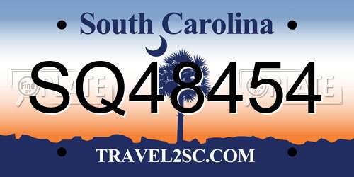 SQ48454 South Carolina License Plate