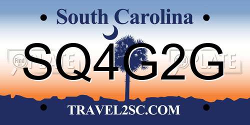 SQ4G2G South Carolina License Plate