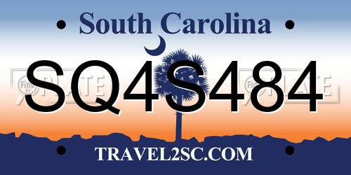 SQ4S484 South Carolina License Plate