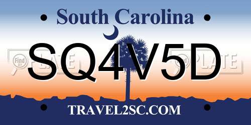 SQ4V5D South Carolina License Plate