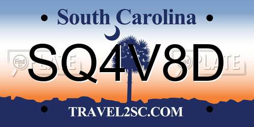 SQ4V8D South Carolina License Plate