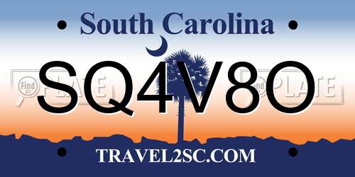 SQ4V8O South Carolina License Plate