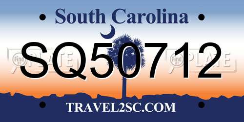 SQ50712 South Carolina License Plate