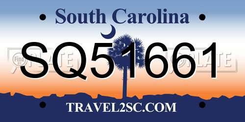 SQ51661 South Carolina License Plate
