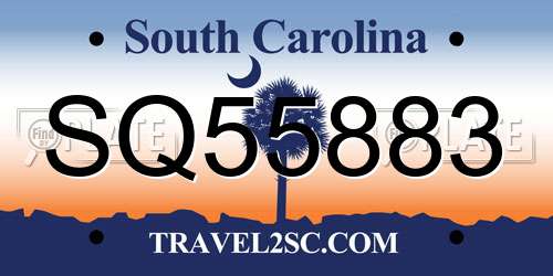 SQ55883 South Carolina License Plate