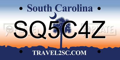 SQ5C4Z South Carolina License Plate