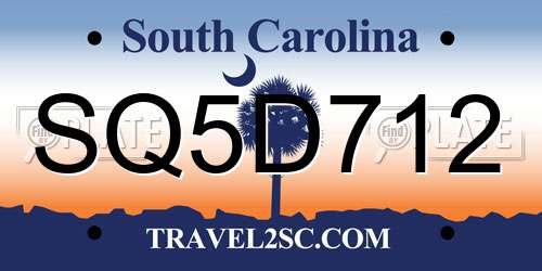 SQ5D712 South Carolina License Plate
