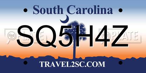 SQ5H4Z South Carolina License Plate