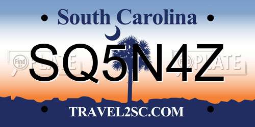 SQ5N4Z South Carolina License Plate