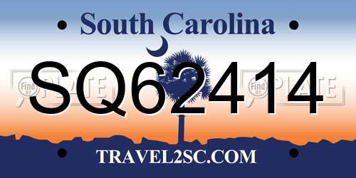 SQ62414 South Carolina License Plate