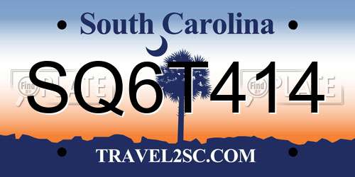SQ6T414 South Carolina License Plate