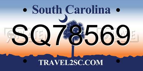 SQ78569 South Carolina License Plate