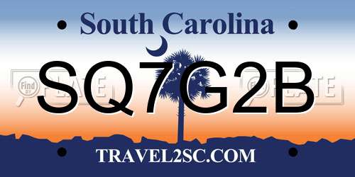 SQ7G2B South Carolina License Plate