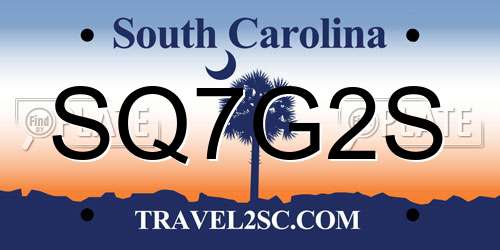 SQ7G2S South Carolina License Plate