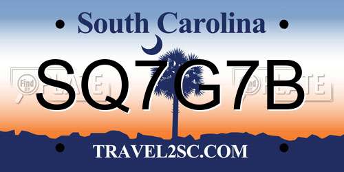 SQ7G7B South Carolina License Plate