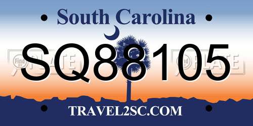 SQ88105 South Carolina License Plate