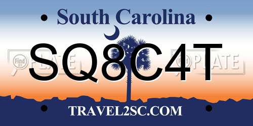 SQ8C4T South Carolina License Plate