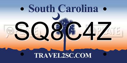 SQ8C4Z South Carolina License Plate