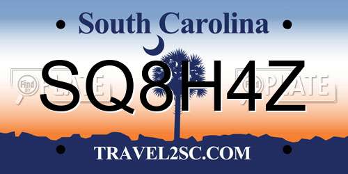 SQ8H4Z South Carolina License Plate