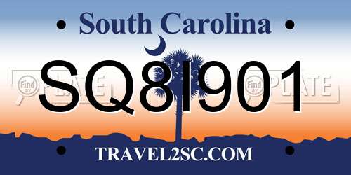 SQ8I901 South Carolina License Plate