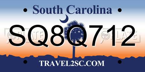 SQ8Q712 South Carolina License Plate