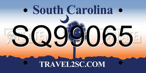 SQ99065 South Carolina License Plate