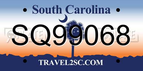 SQ99068 South Carolina License Plate