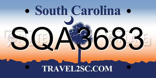 SQA3683 South Carolina License Plate