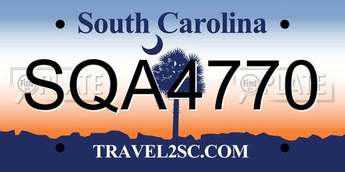 SQA4770 South Carolina License Plate