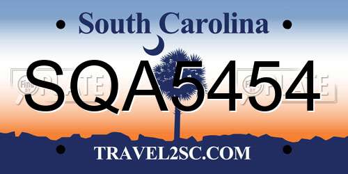 SQA5454 South Carolina License Plate