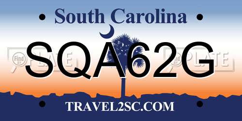 SQA62G South Carolina License Plate