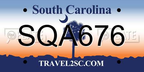 SQA676 South Carolina License Plate