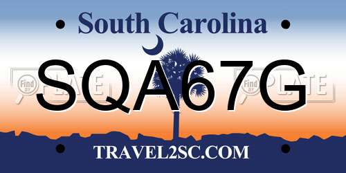 SQA67G South Carolina License Plate