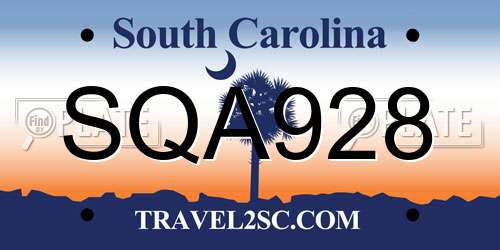 SQA928 South Carolina License Plate
