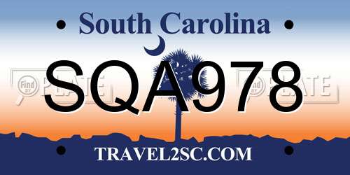 SQA978 South Carolina License Plate