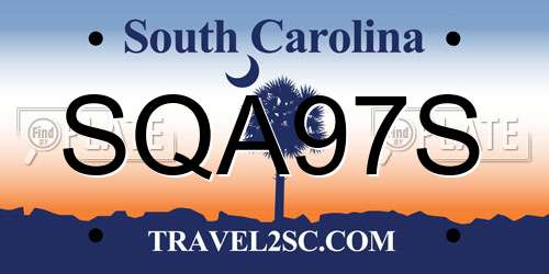 SQA97S South Carolina License Plate