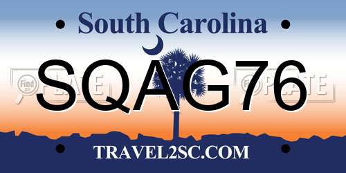 SQAG76 South Carolina License Plate