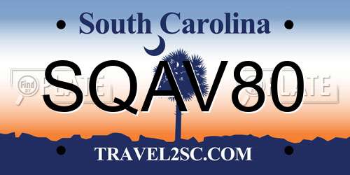 SQAV80 South Carolina License Plate