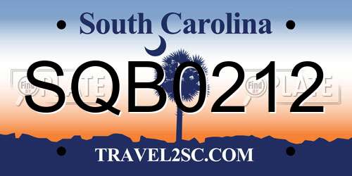 SQB0212 South Carolina License Plate