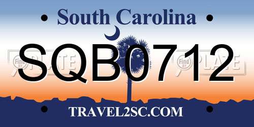 SQB0712 South Carolina License Plate
