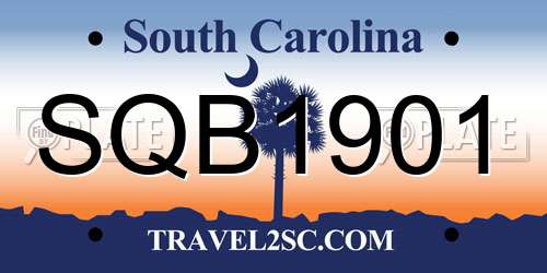 SQB1901 South Carolina License Plate