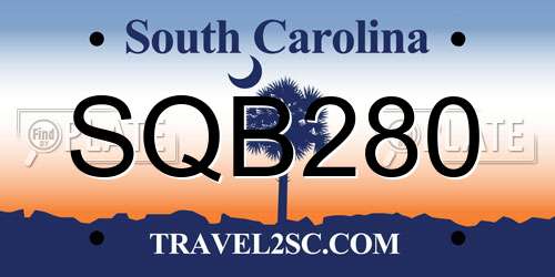 SQB280 South Carolina License Plate