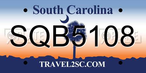 SQB5108 South Carolina License Plate